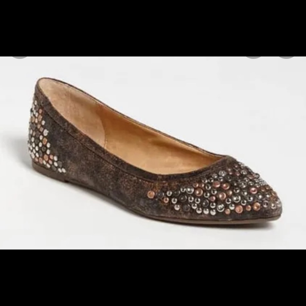 FRYE Regina Copper Brown Distressed Leather Flat
